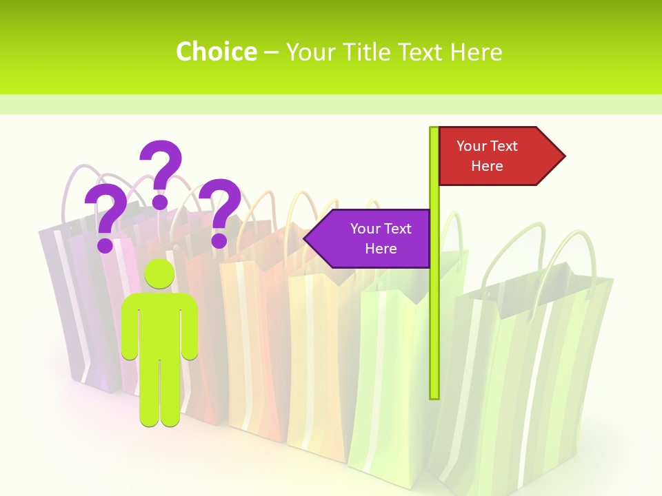 3D Rendering Of High Quality Looking Colorful Stripped Shopping Bags Against A White Background PowerPoint Template