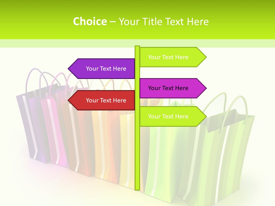 3D Rendering Of High Quality Looking Colorful Stripped Shopping Bags Against A White Background PowerPoint Template