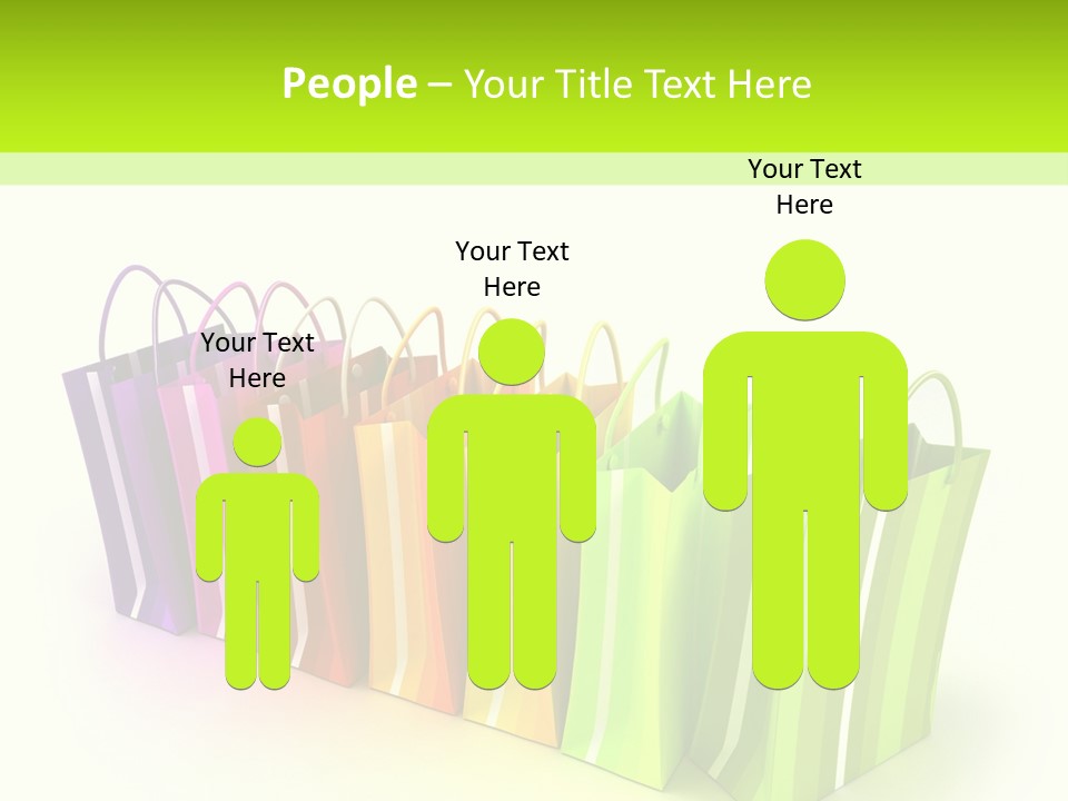 3D Rendering Of High Quality Looking Colorful Stripped Shopping Bags Against A White Background PowerPoint Template