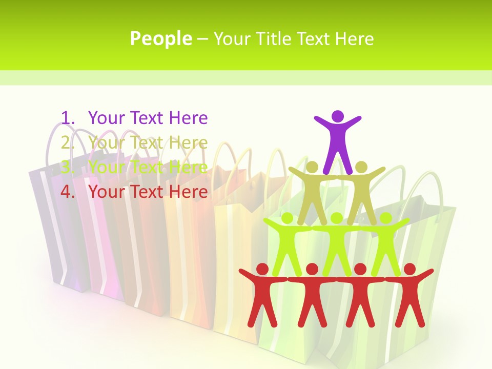 3D Rendering Of High Quality Looking Colorful Stripped Shopping Bags Against A White Background PowerPoint Template