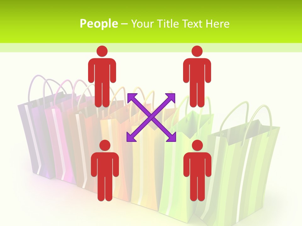 3D Rendering Of High Quality Looking Colorful Stripped Shopping Bags Against A White Background PowerPoint Template