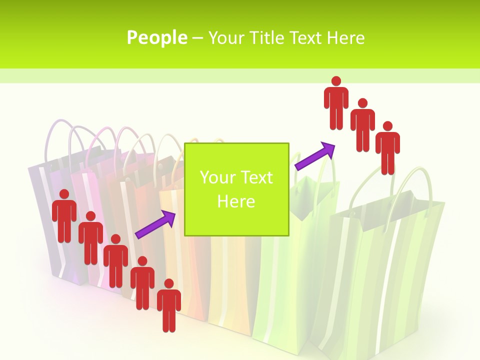 3D Rendering Of High Quality Looking Colorful Stripped Shopping Bags Against A White Background PowerPoint Template