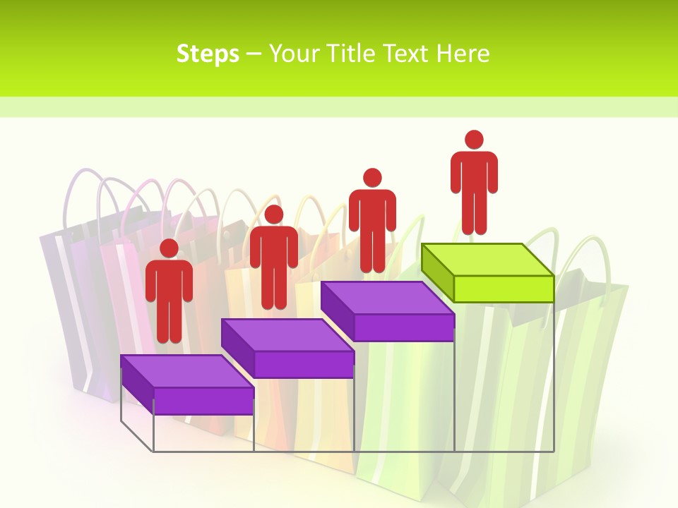 3D Rendering Of High Quality Looking Colorful Stripped Shopping Bags Against A White Background PowerPoint Template