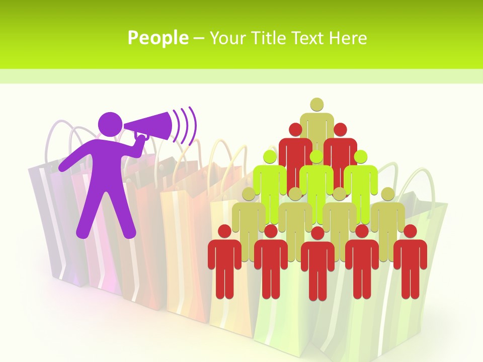 3D Rendering Of High Quality Looking Colorful Stripped Shopping Bags Against A White Background PowerPoint Template