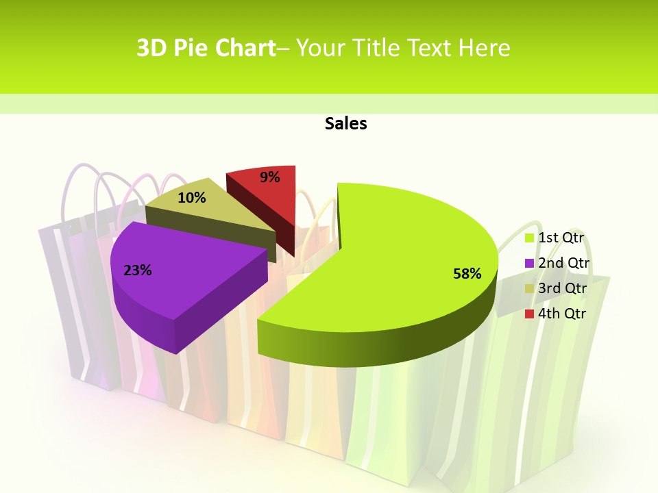 3D Rendering Of High Quality Looking Colorful Stripped Shopping Bags Against A White Background PowerPoint Template