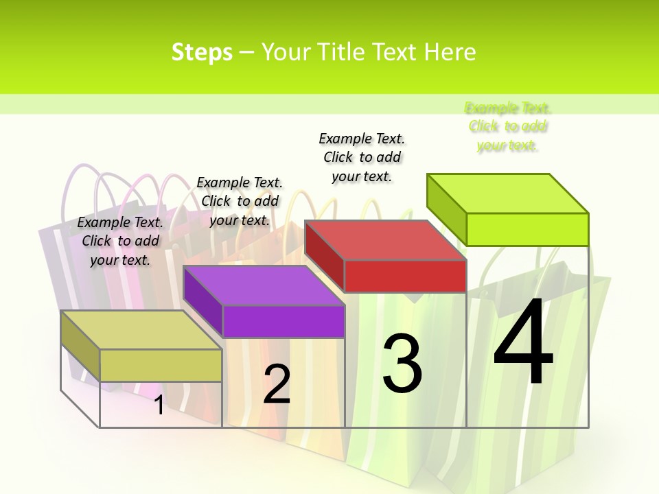 3D Rendering Of High Quality Looking Colorful Stripped Shopping Bags Against A White Background PowerPoint Template