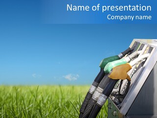 A Gas Pump In The Grass With A Blue Sky In The Background PowerPoint Template