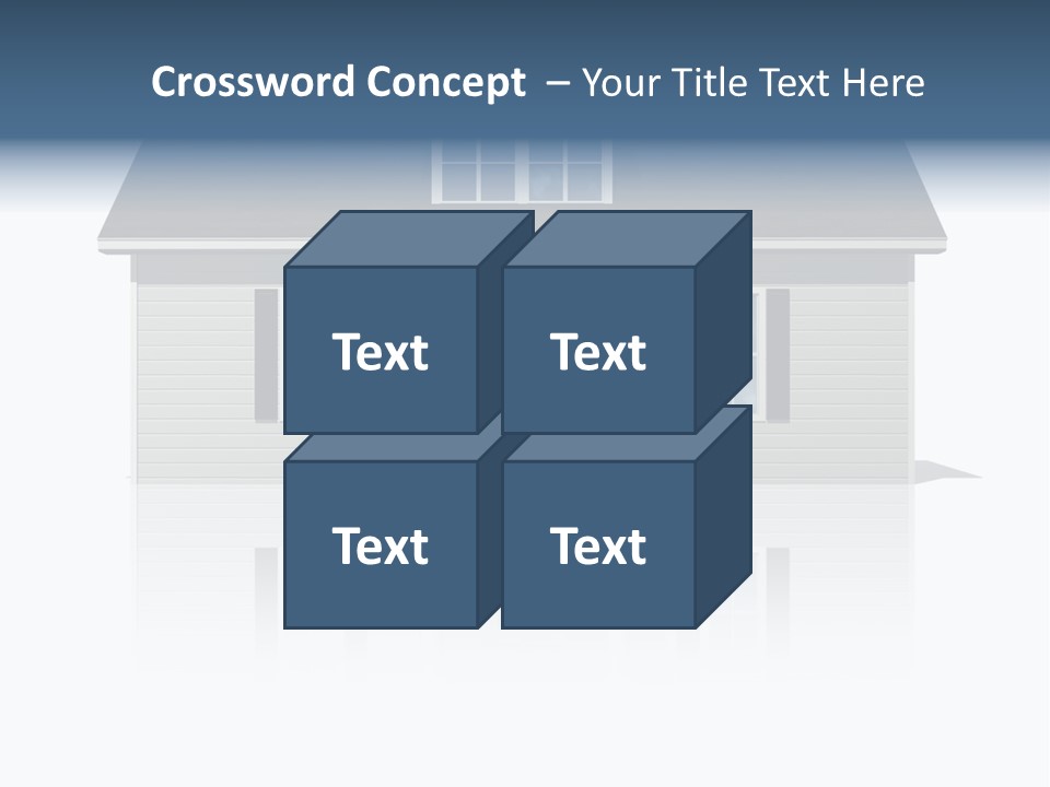 Front View Of A Plain House On A Bright, Reflective Surface. PowerPoint Template