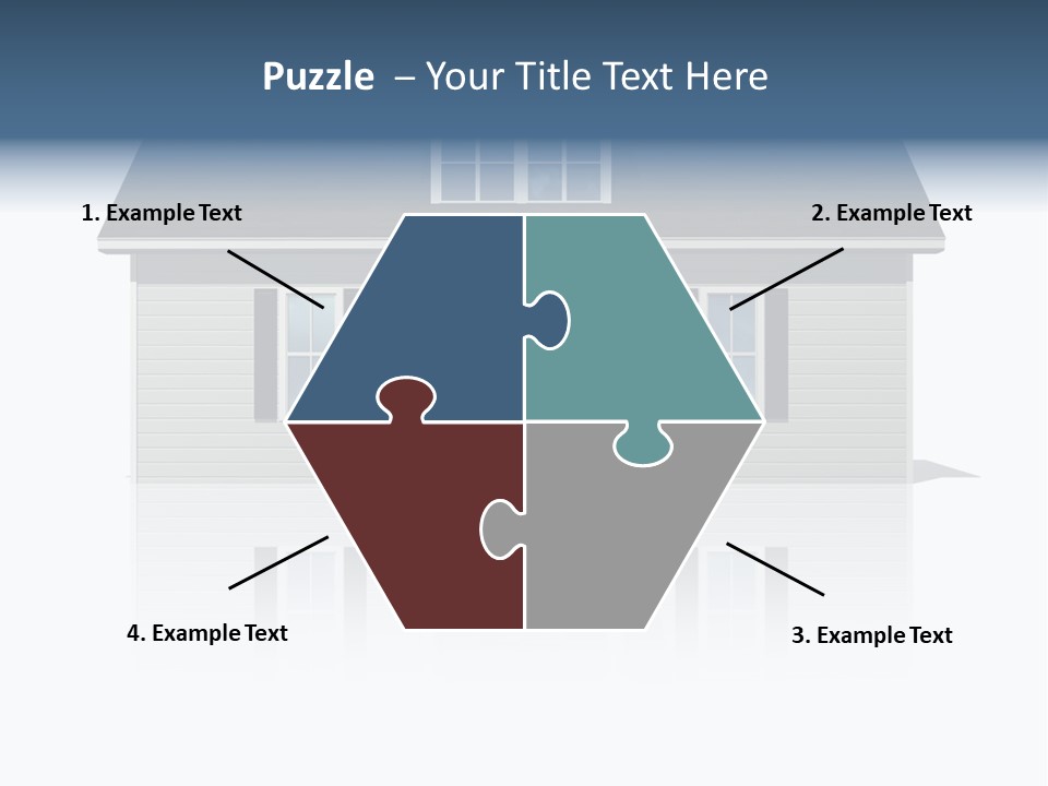 Front View Of A Plain House On A Bright, Reflective Surface. PowerPoint Template