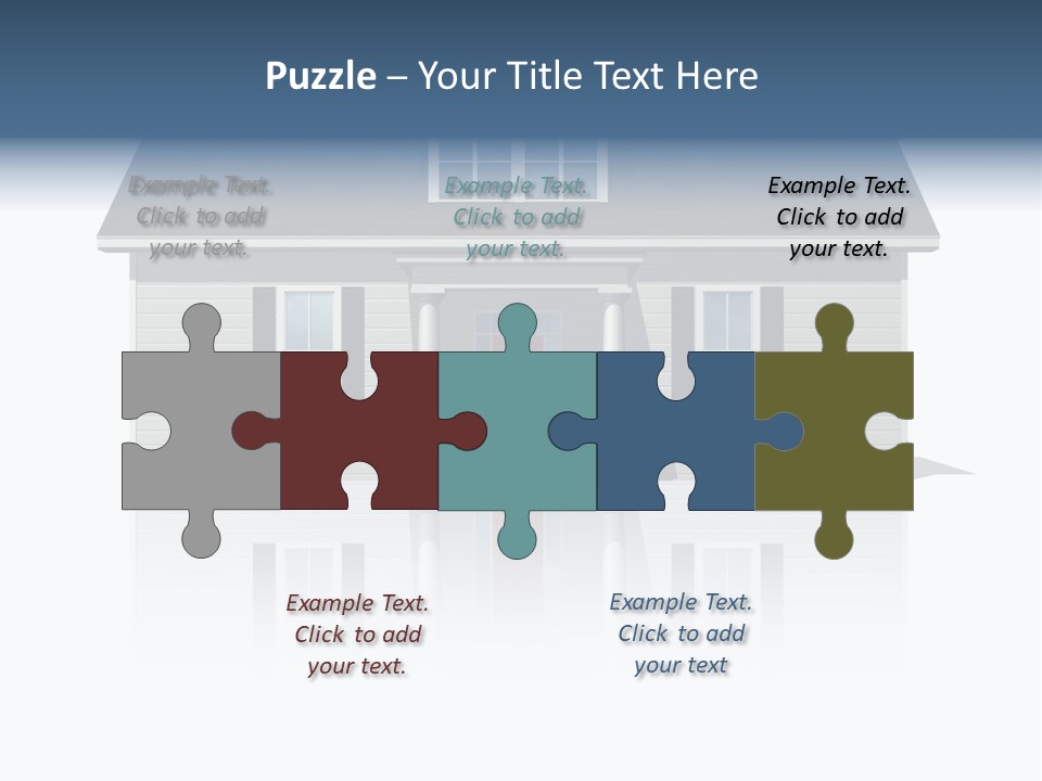 Front View Of A Plain House On A Bright, Reflective Surface. PowerPoint Template