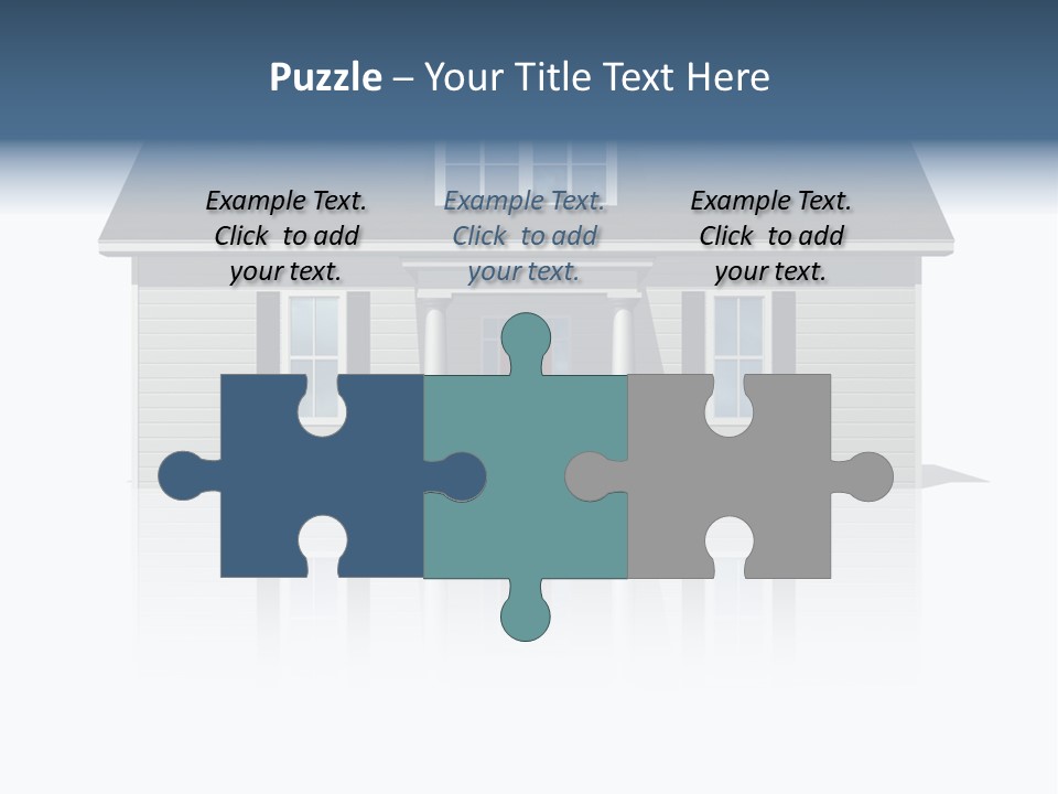 Front View Of A Plain House On A Bright, Reflective Surface. PowerPoint Template