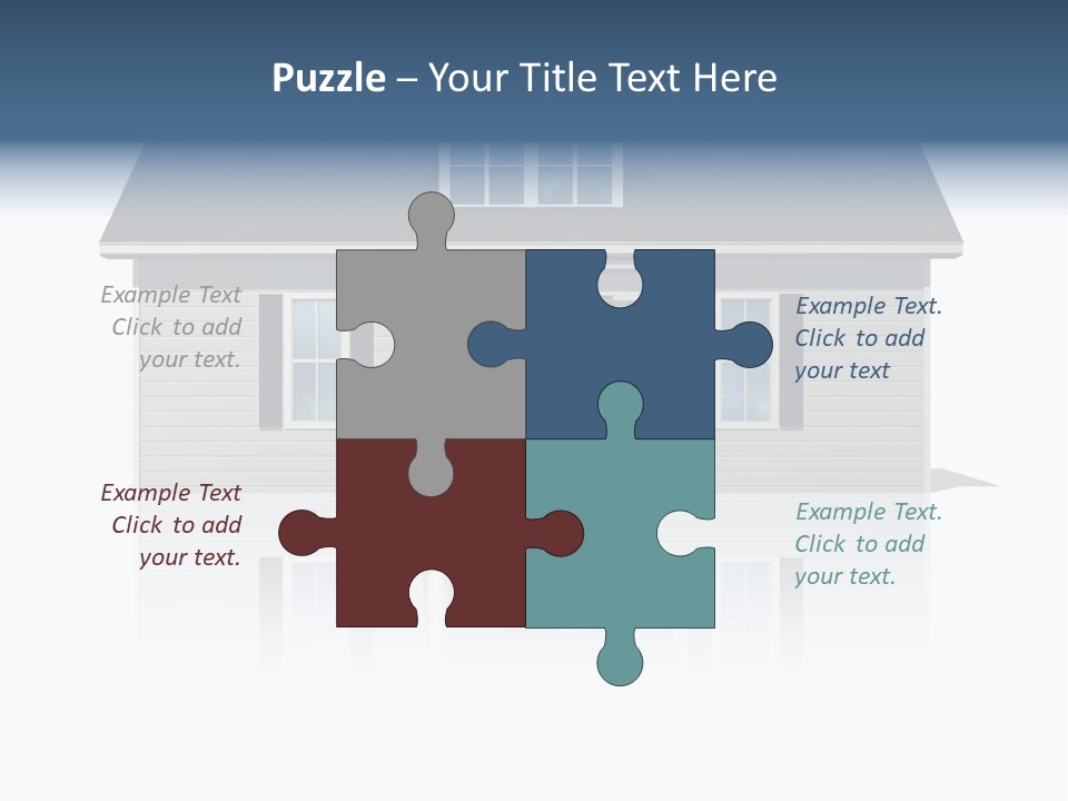 Front View Of A Plain House On A Bright, Reflective Surface. PowerPoint Template