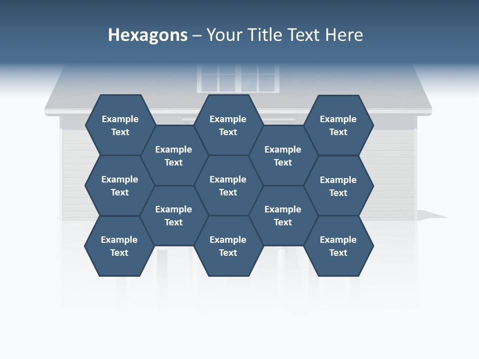 Front View Of A Plain House On A Bright, Reflective Surface. PowerPoint Template