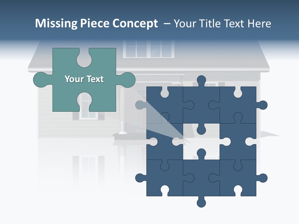 Front View Of A Plain House On A Bright, Reflective Surface. PowerPoint Template