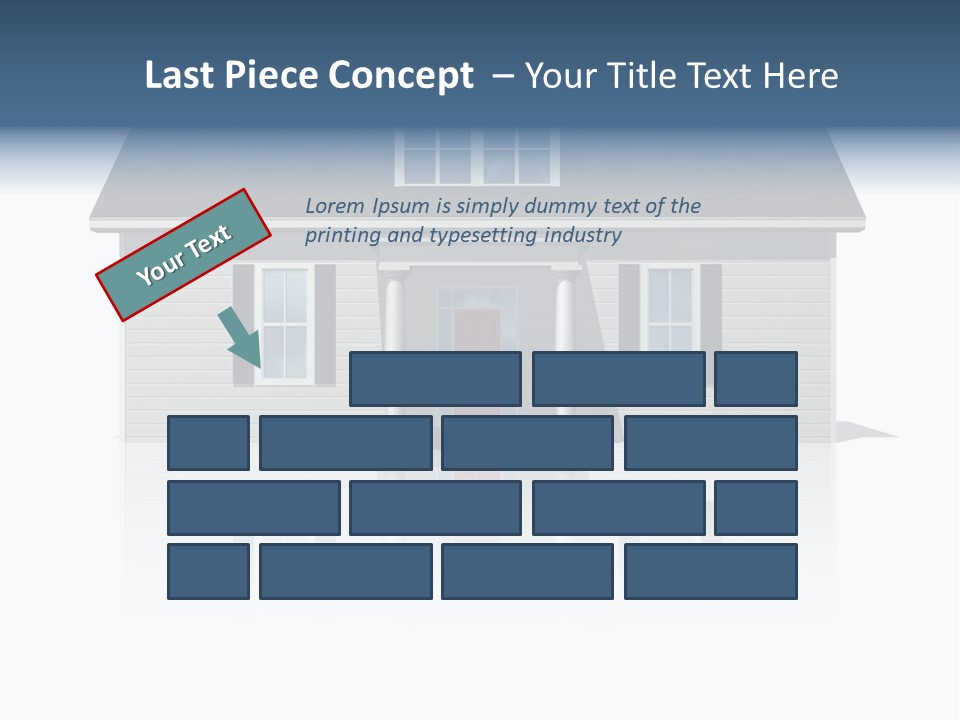 Front View Of A Plain House On A Bright, Reflective Surface. PowerPoint Template