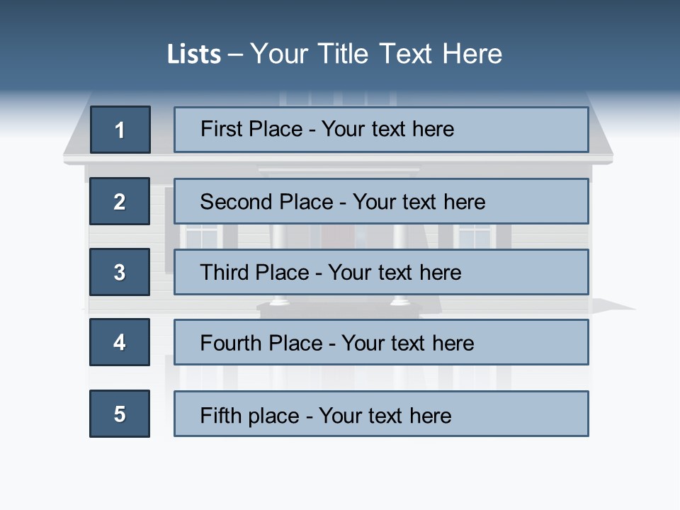 Front View Of A Plain House On A Bright, Reflective Surface. PowerPoint Template