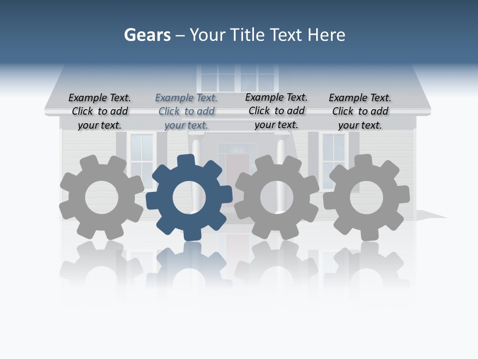 Front View Of A Plain House On A Bright, Reflective Surface. PowerPoint Template