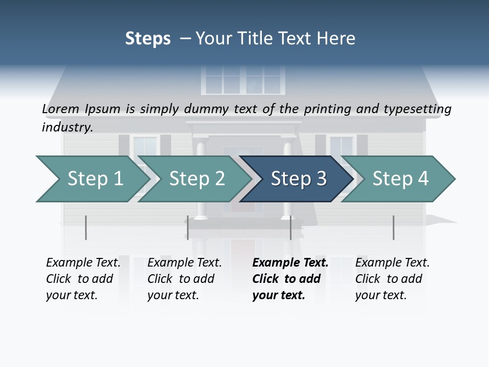 Front View Of A Plain House On A Bright, Reflective Surface. PowerPoint Template