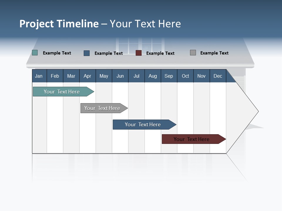 Front View Of A Plain House On A Bright, Reflective Surface. PowerPoint Template
