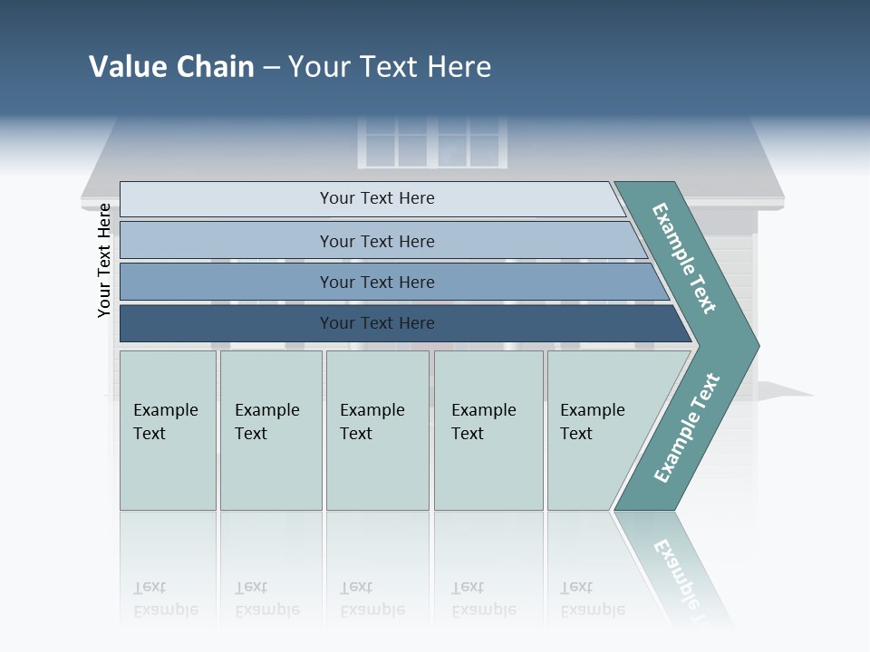 Front View Of A Plain House On A Bright, Reflective Surface. PowerPoint Template