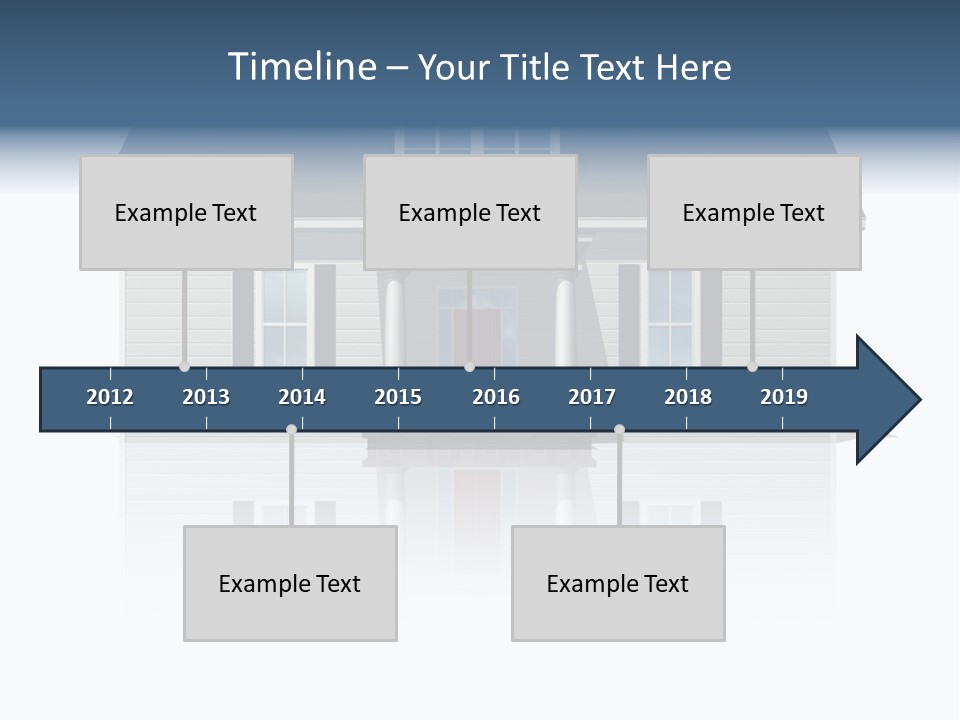 Front View Of A Plain House On A Bright, Reflective Surface. PowerPoint Template