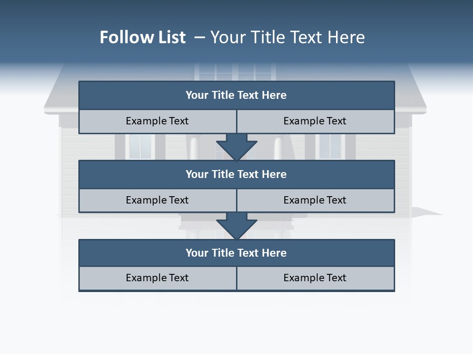 Front View Of A Plain House On A Bright, Reflective Surface. PowerPoint Template