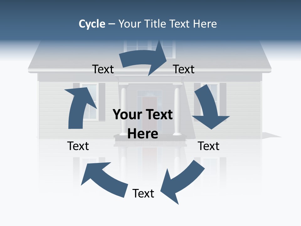 Front View Of A Plain House On A Bright, Reflective Surface. PowerPoint Template