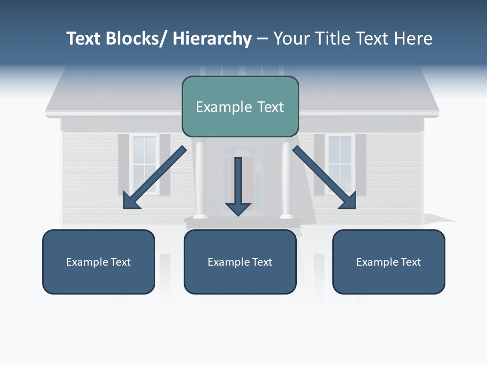 Front View Of A Plain House On A Bright, Reflective Surface. PowerPoint Template
