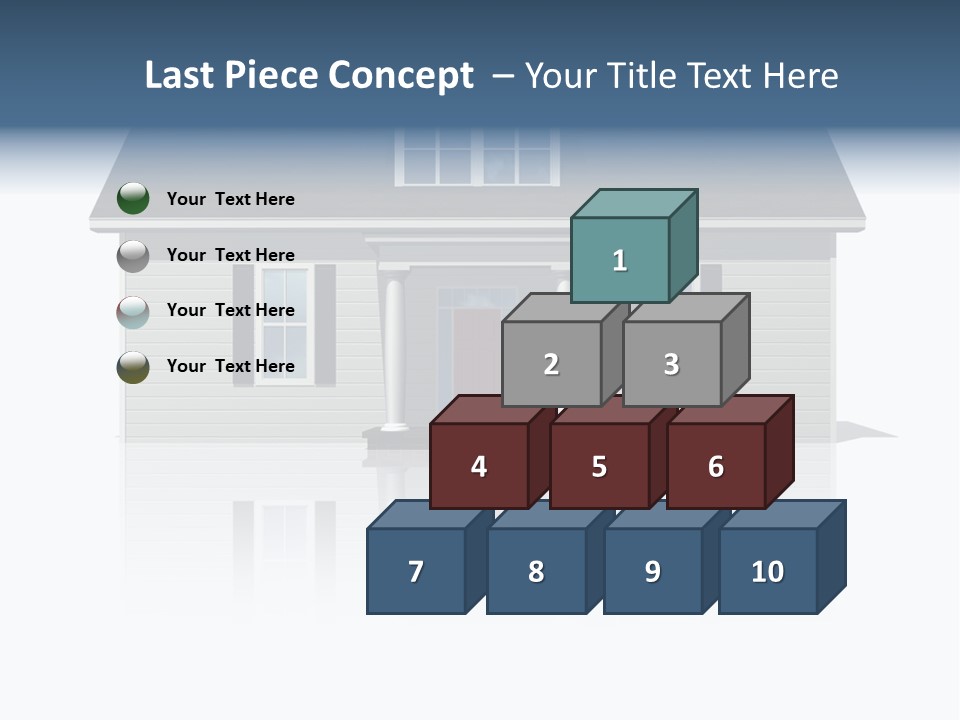 Front View Of A Plain House On A Bright, Reflective Surface. PowerPoint Template