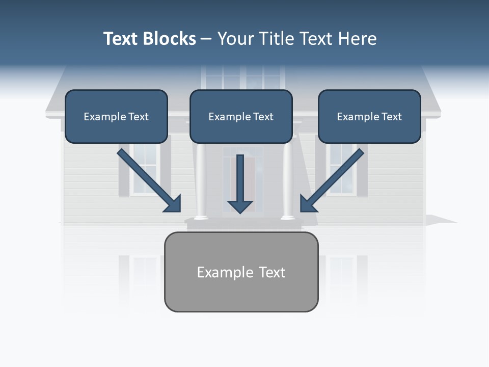 Front View Of A Plain House On A Bright, Reflective Surface. PowerPoint Template