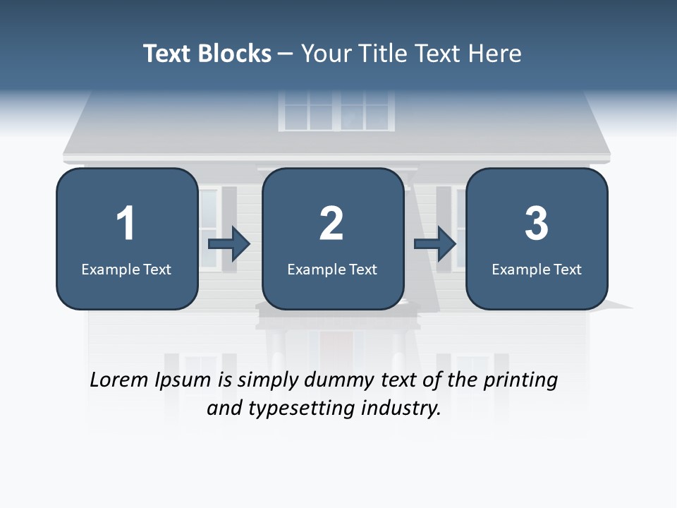 Front View Of A Plain House On A Bright, Reflective Surface. PowerPoint Template
