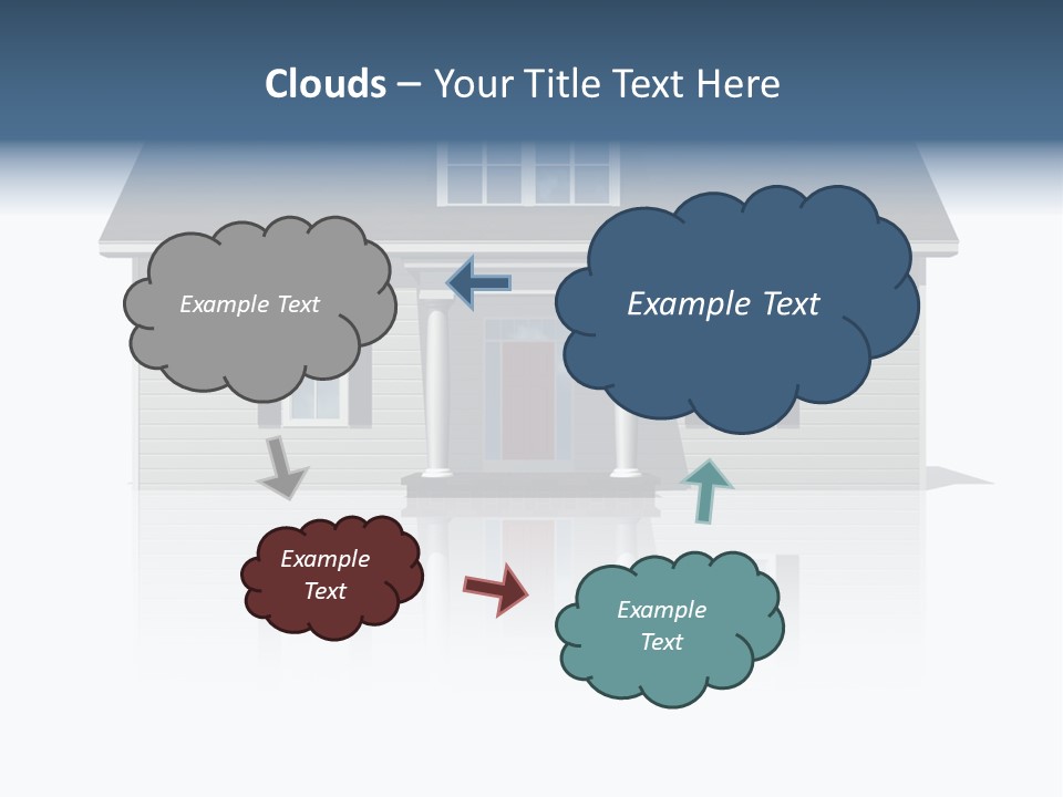 Front View Of A Plain House On A Bright, Reflective Surface. PowerPoint Template