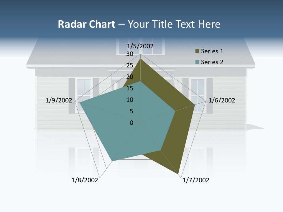 Front View Of A Plain House On A Bright, Reflective Surface. PowerPoint Template