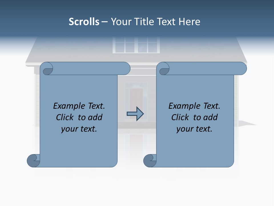 Front View Of A Plain House On A Bright, Reflective Surface. PowerPoint Template