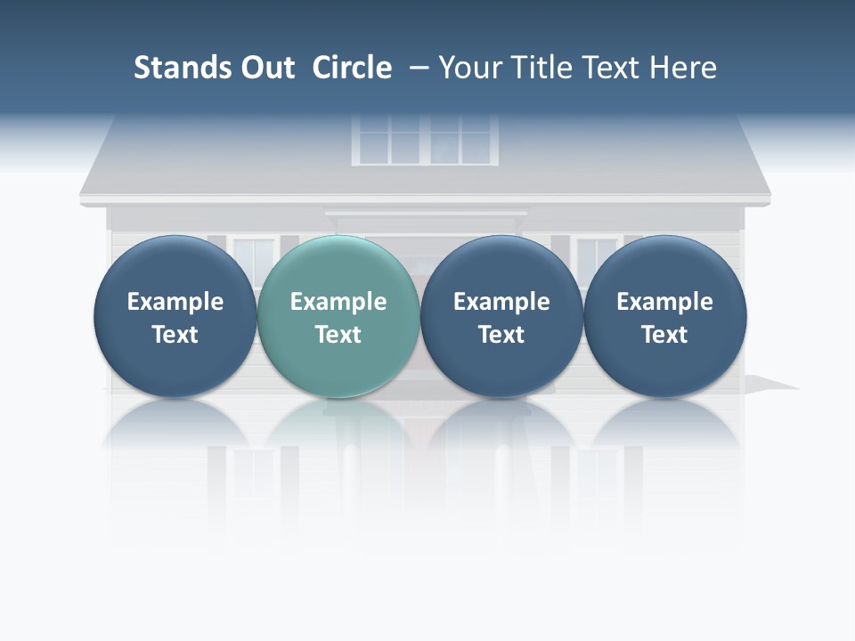 Front View Of A Plain House On A Bright, Reflective Surface. PowerPoint Template