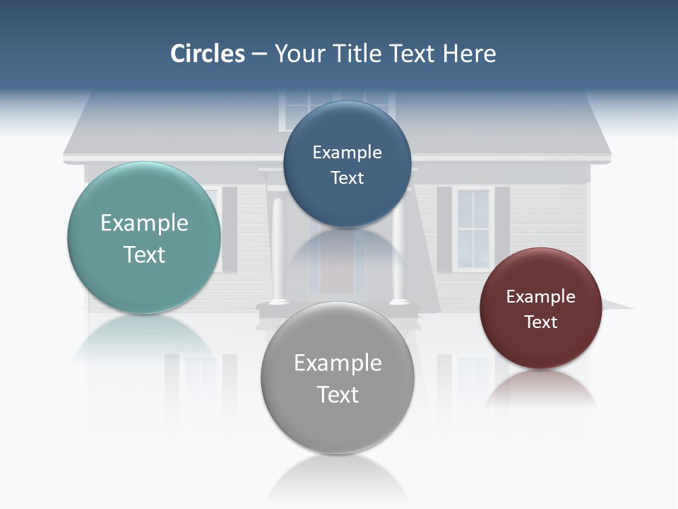 Front View Of A Plain House On A Bright, Reflective Surface. PowerPoint Template