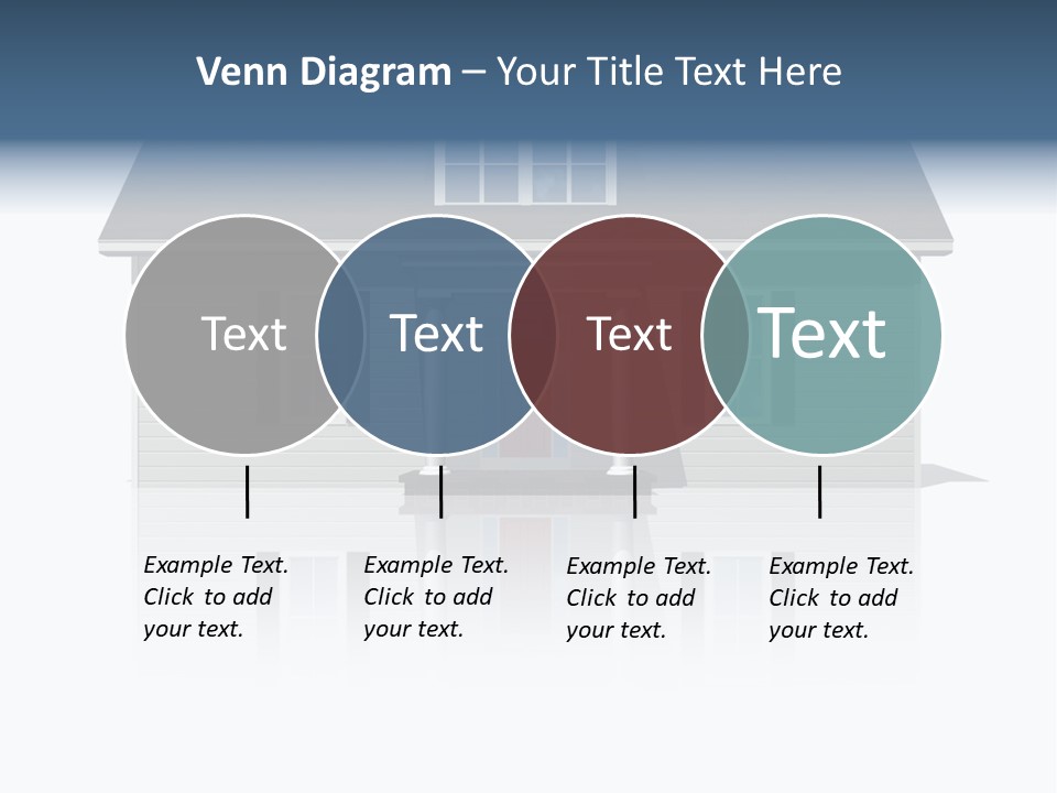Front View Of A Plain House On A Bright, Reflective Surface. PowerPoint Template