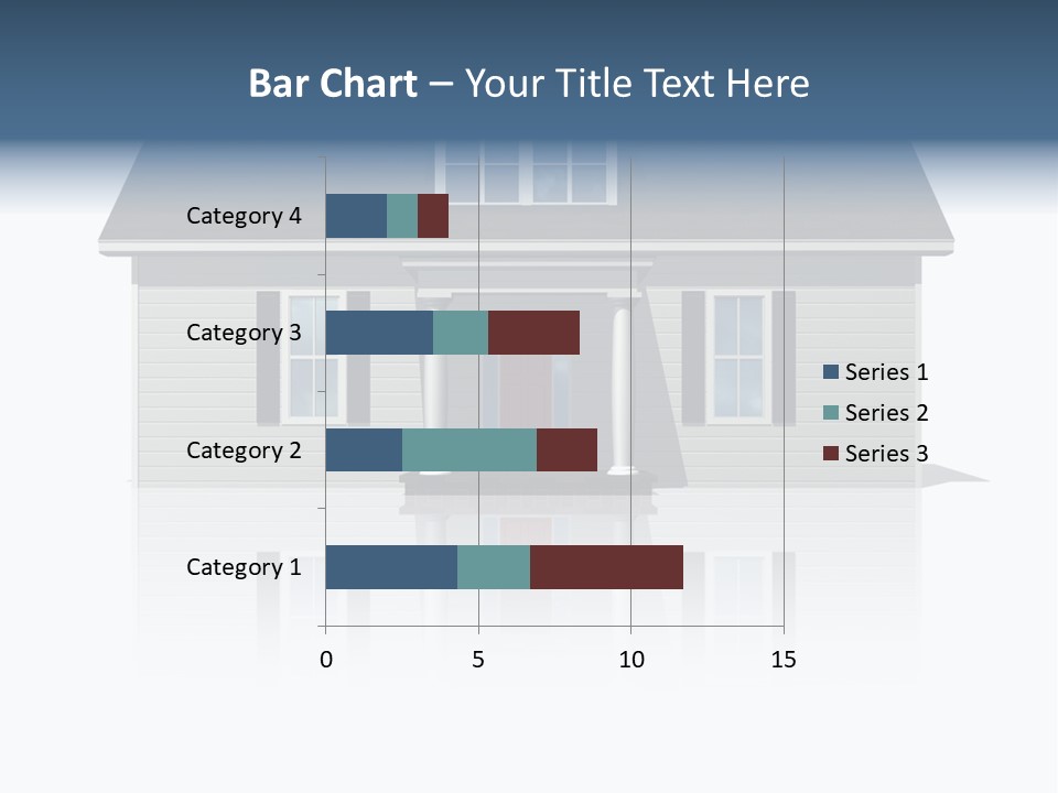 Front View Of A Plain House On A Bright, Reflective Surface. PowerPoint Template