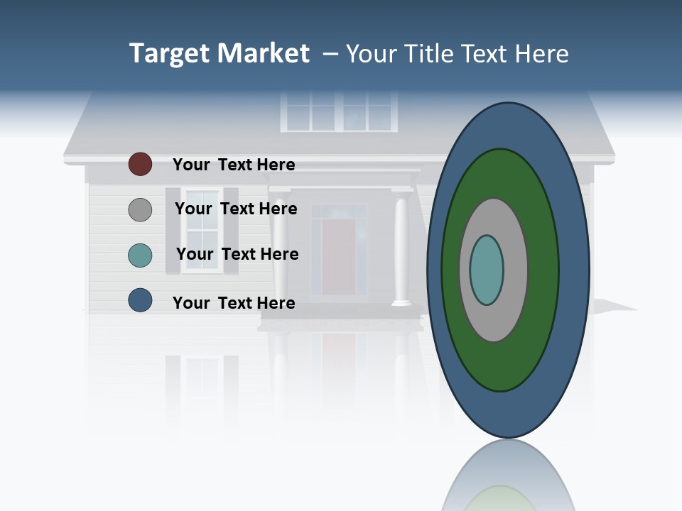 Front View Of A Plain House On A Bright, Reflective Surface. PowerPoint Template