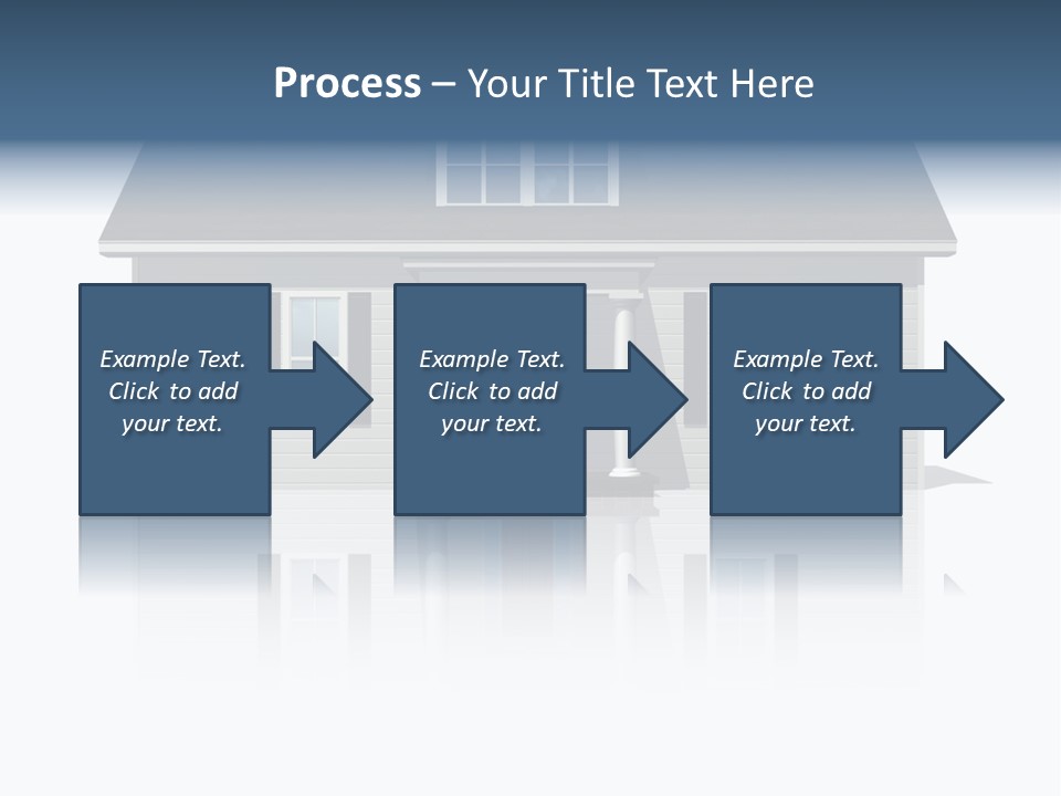Front View Of A Plain House On A Bright, Reflective Surface. PowerPoint Template
