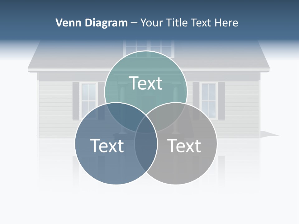Front View Of A Plain House On A Bright, Reflective Surface. PowerPoint Template