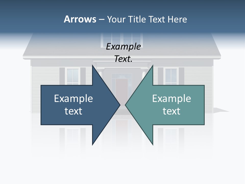 Front View Of A Plain House On A Bright, Reflective Surface. PowerPoint Template