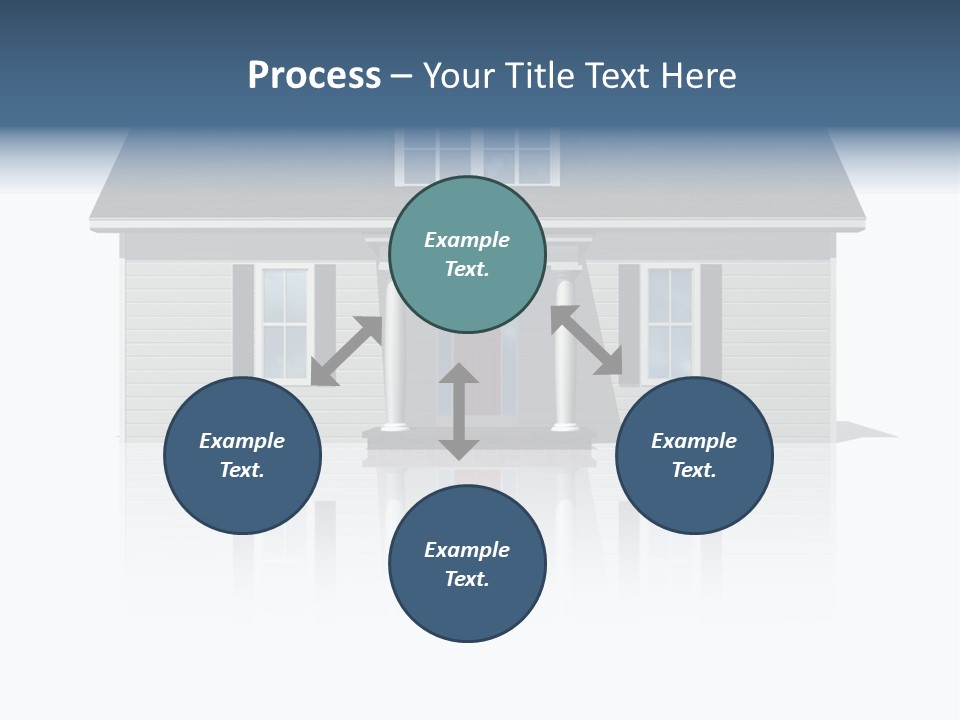 Front View Of A Plain House On A Bright, Reflective Surface. PowerPoint Template