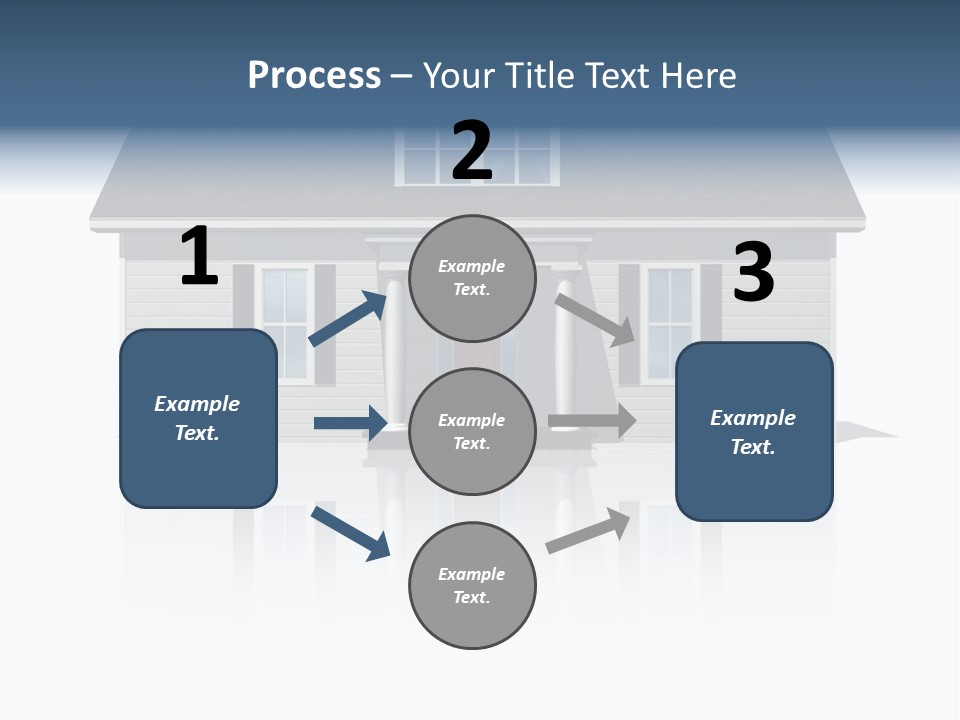 Front View Of A Plain House On A Bright, Reflective Surface. PowerPoint Template