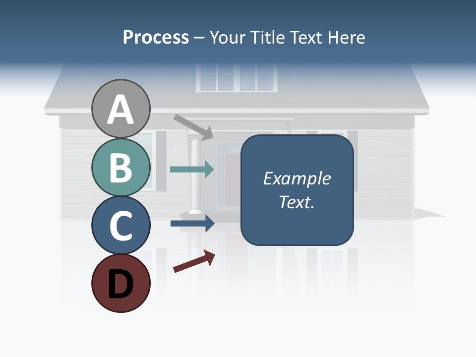 Front View Of A Plain House On A Bright, Reflective Surface. PowerPoint Template