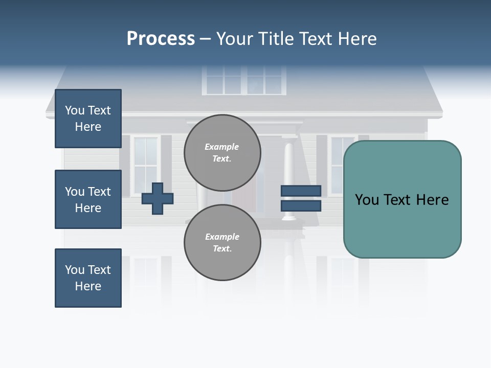 Front View Of A Plain House On A Bright, Reflective Surface. PowerPoint Template