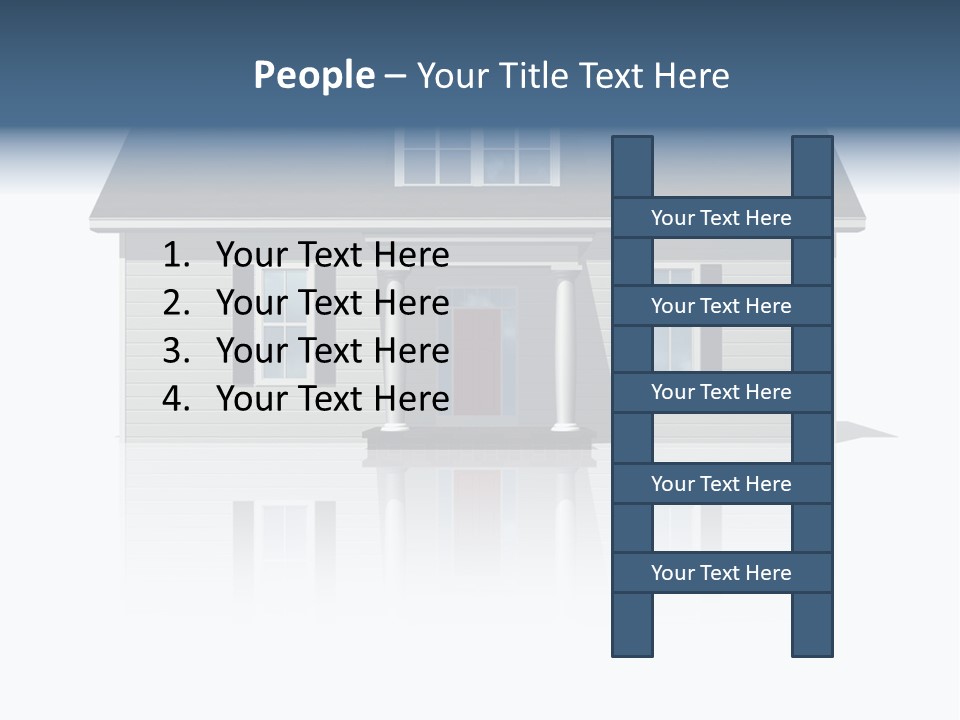 Front View Of A Plain House On A Bright, Reflective Surface. PowerPoint Template