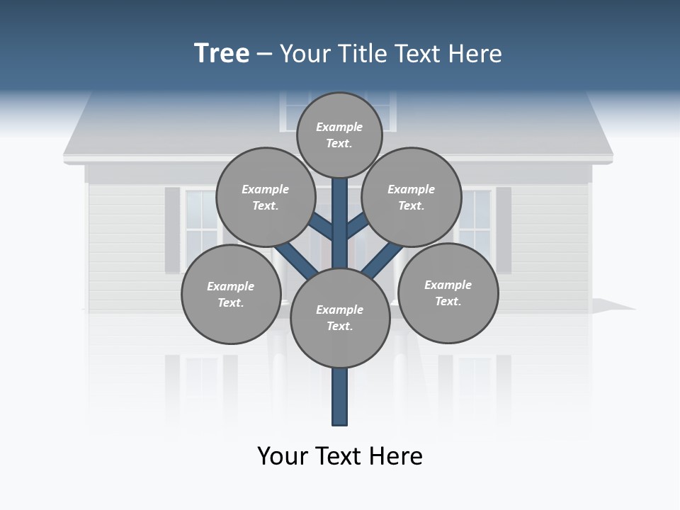 Front View Of A Plain House On A Bright, Reflective Surface. PowerPoint Template