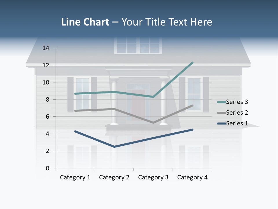 Front View Of A Plain House On A Bright, Reflective Surface. PowerPoint Template