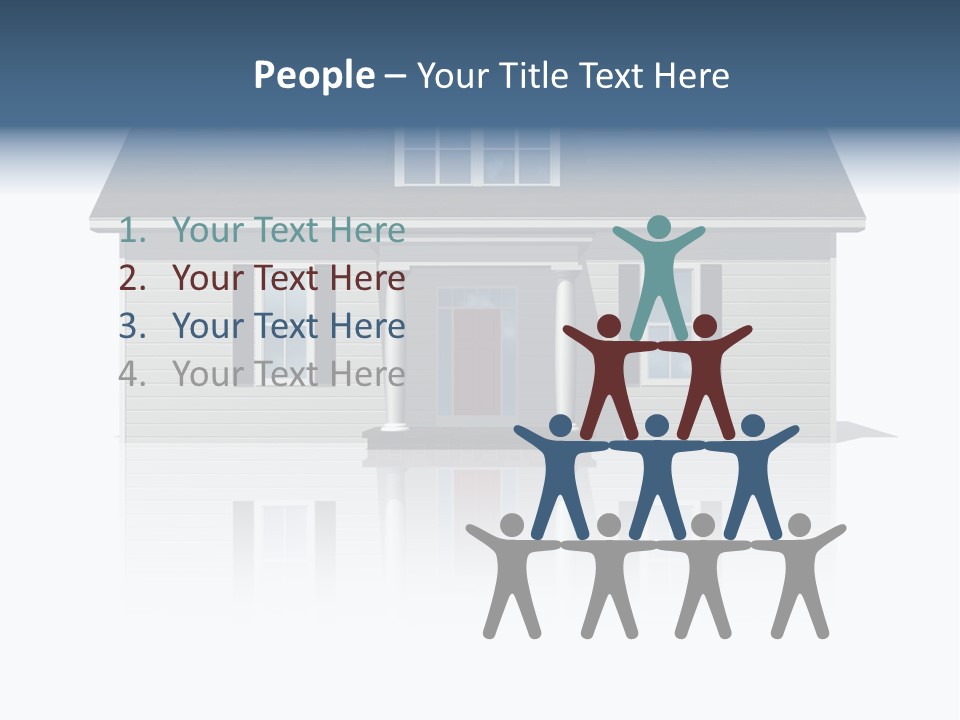 Front View Of A Plain House On A Bright, Reflective Surface. PowerPoint Template